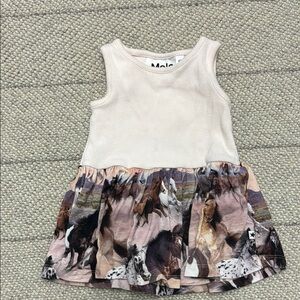 Molo light pink and Brown horse motif baby dress size 62 (3 months)